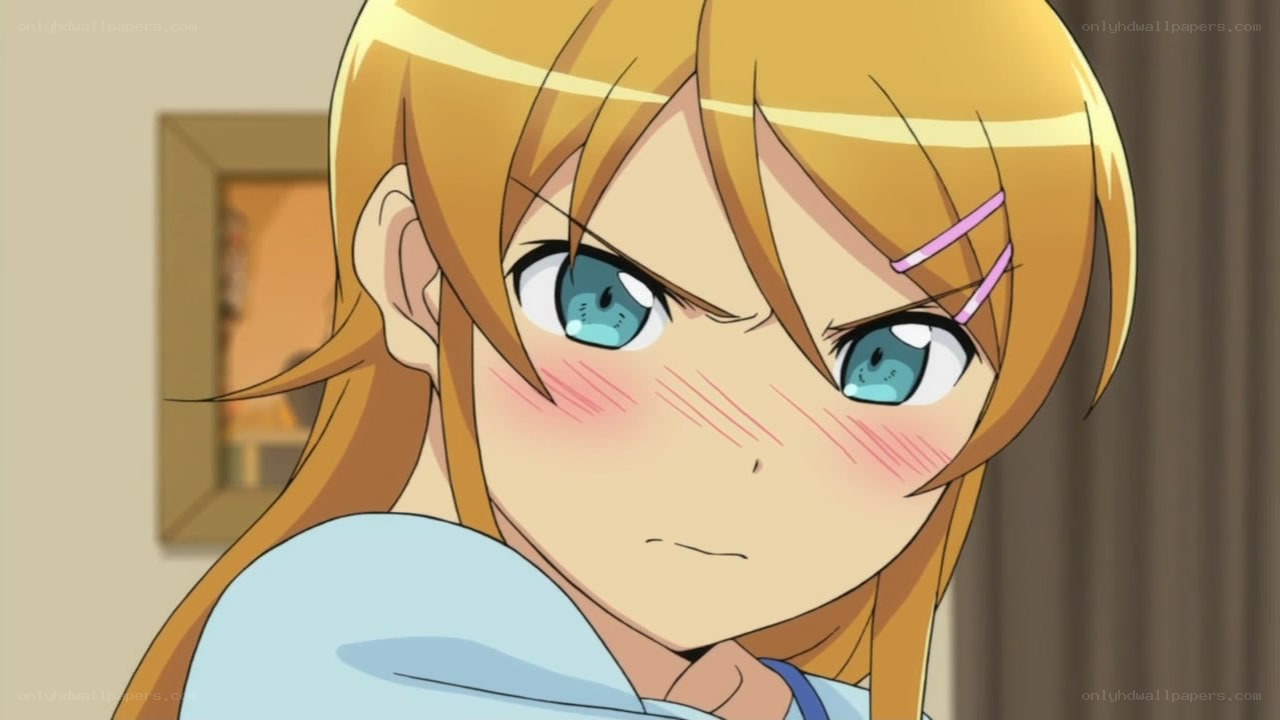 blushing anime girl