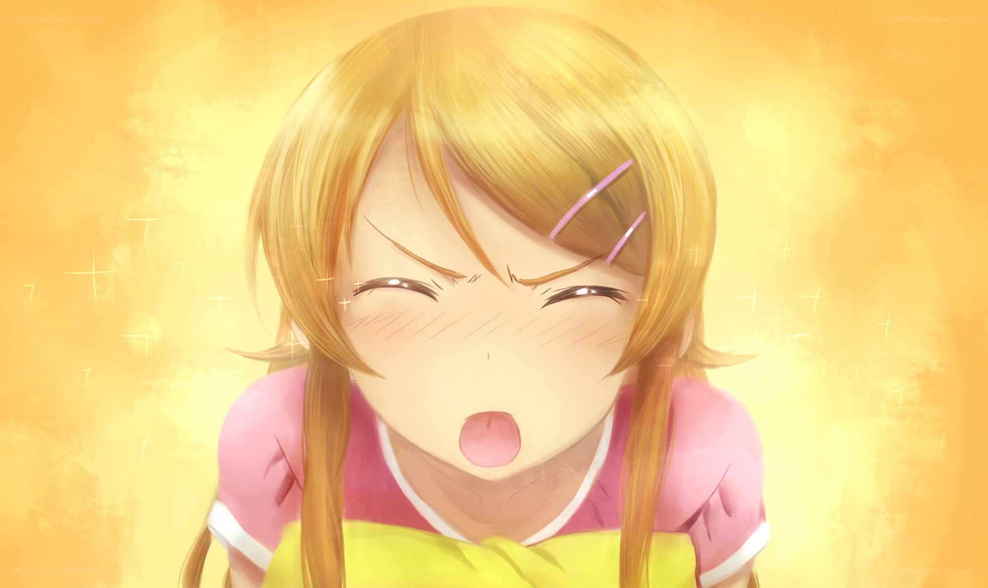 blushing anime girl