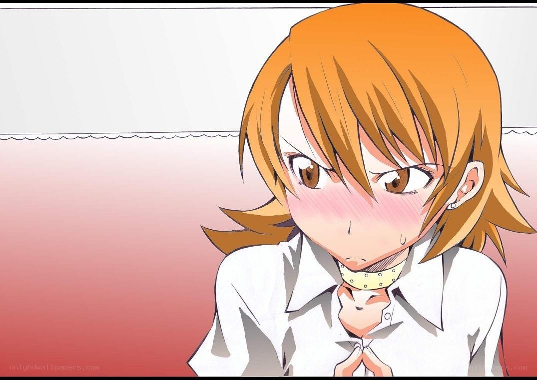 blushing anime girl