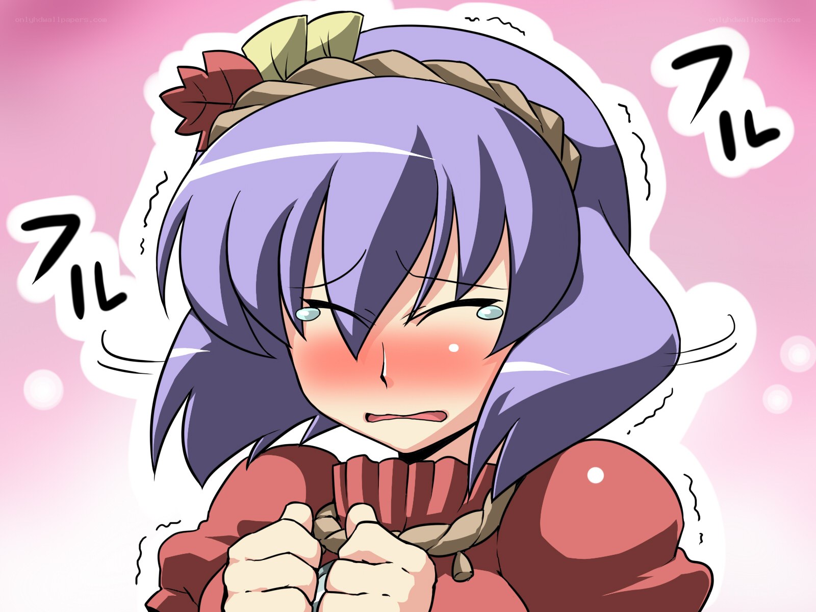 blushing anime girl