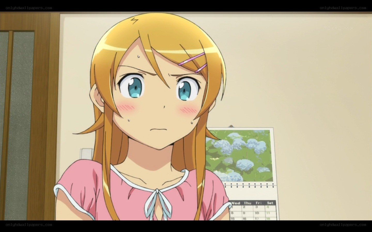 blushing anime girl