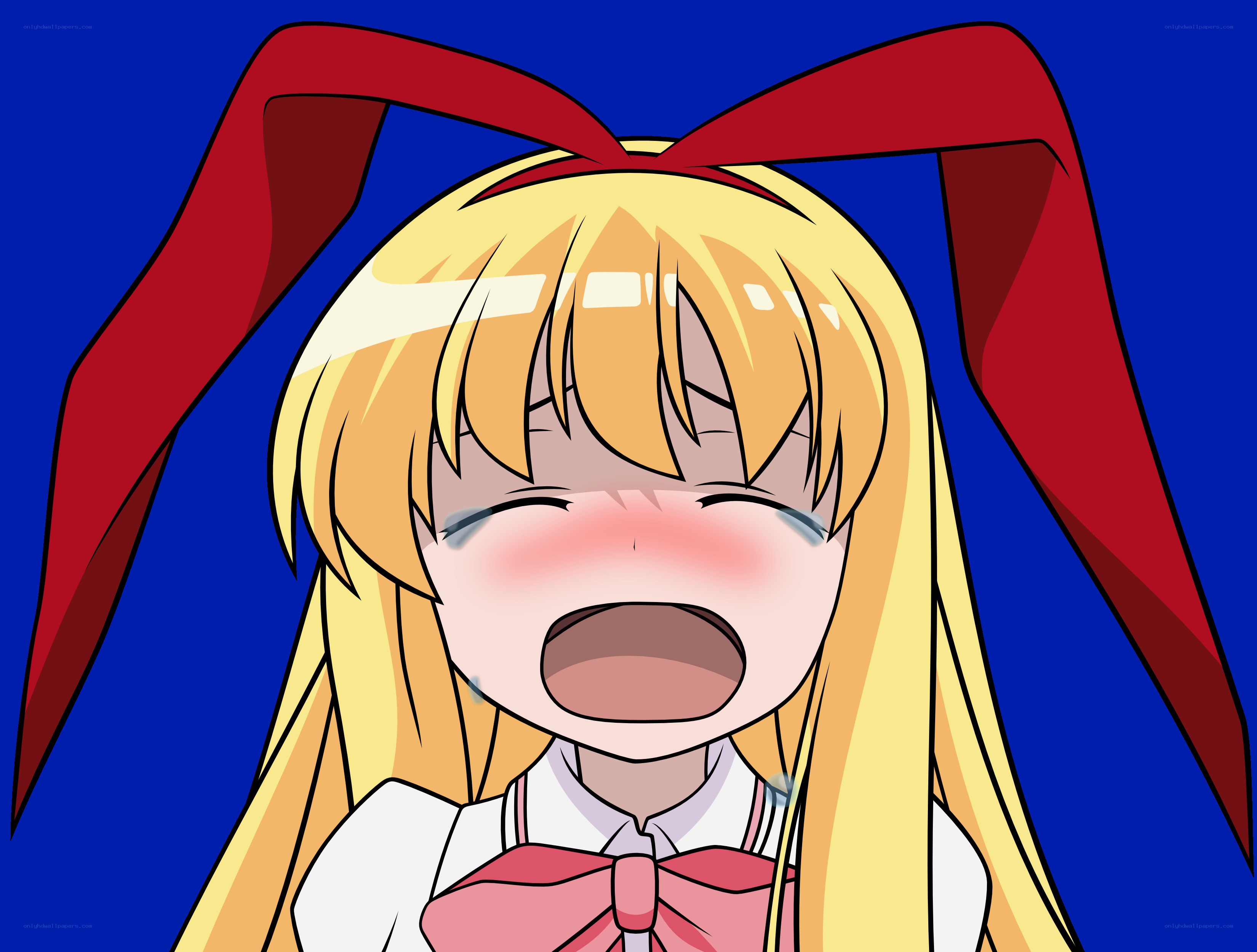 blushing anime girl crying