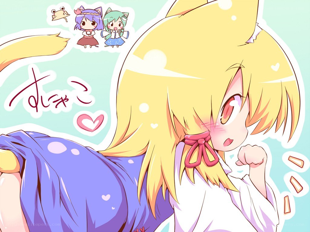 Blushing anime girl with cat ears