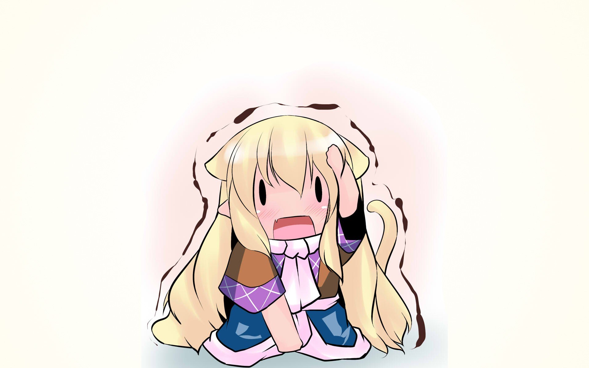blushing anime girl with cat ears