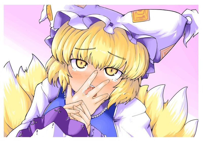 blushing anime girl with fox ears