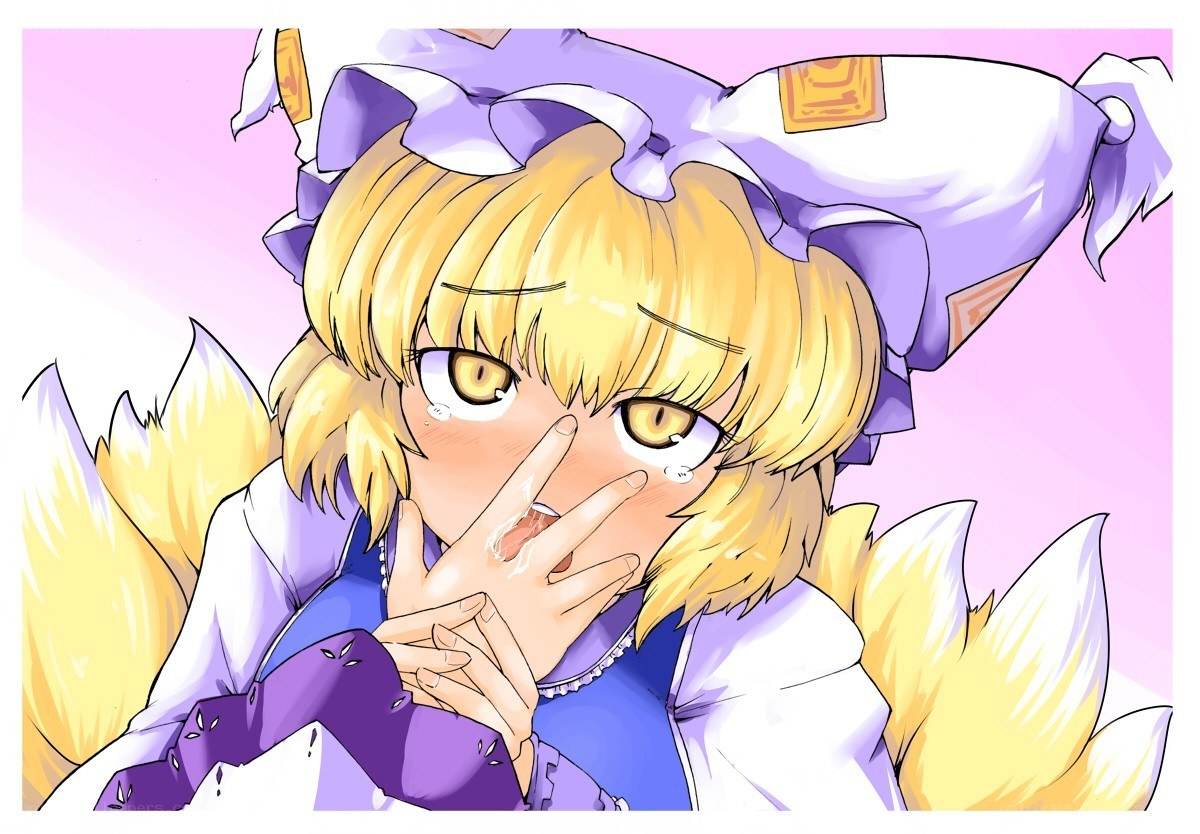 blushing anime girl with fox ears