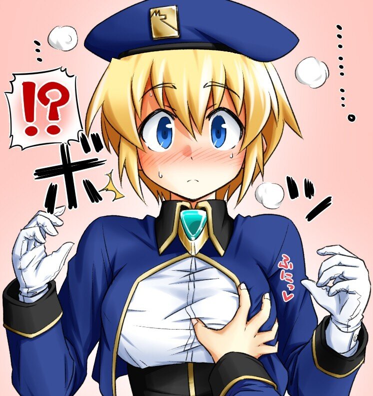blushing anime police officer