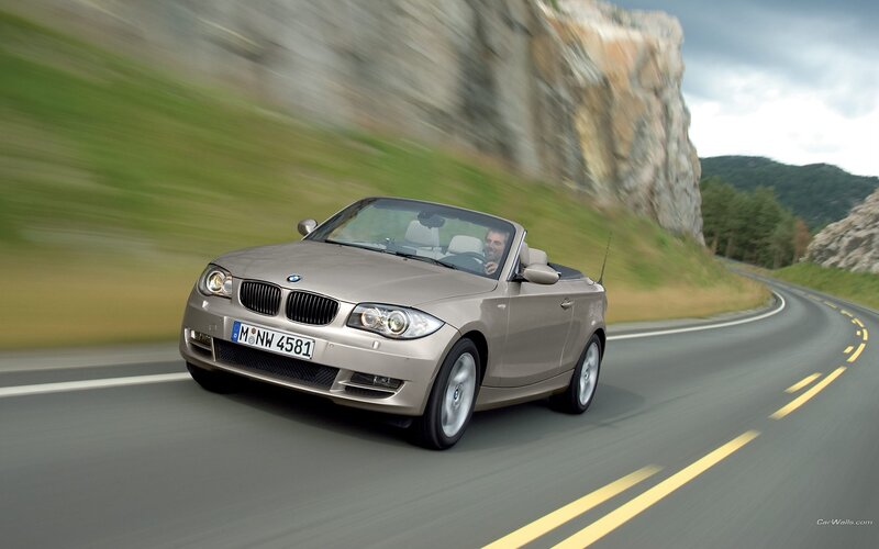 BMW 1 Series Convertible on a winding road