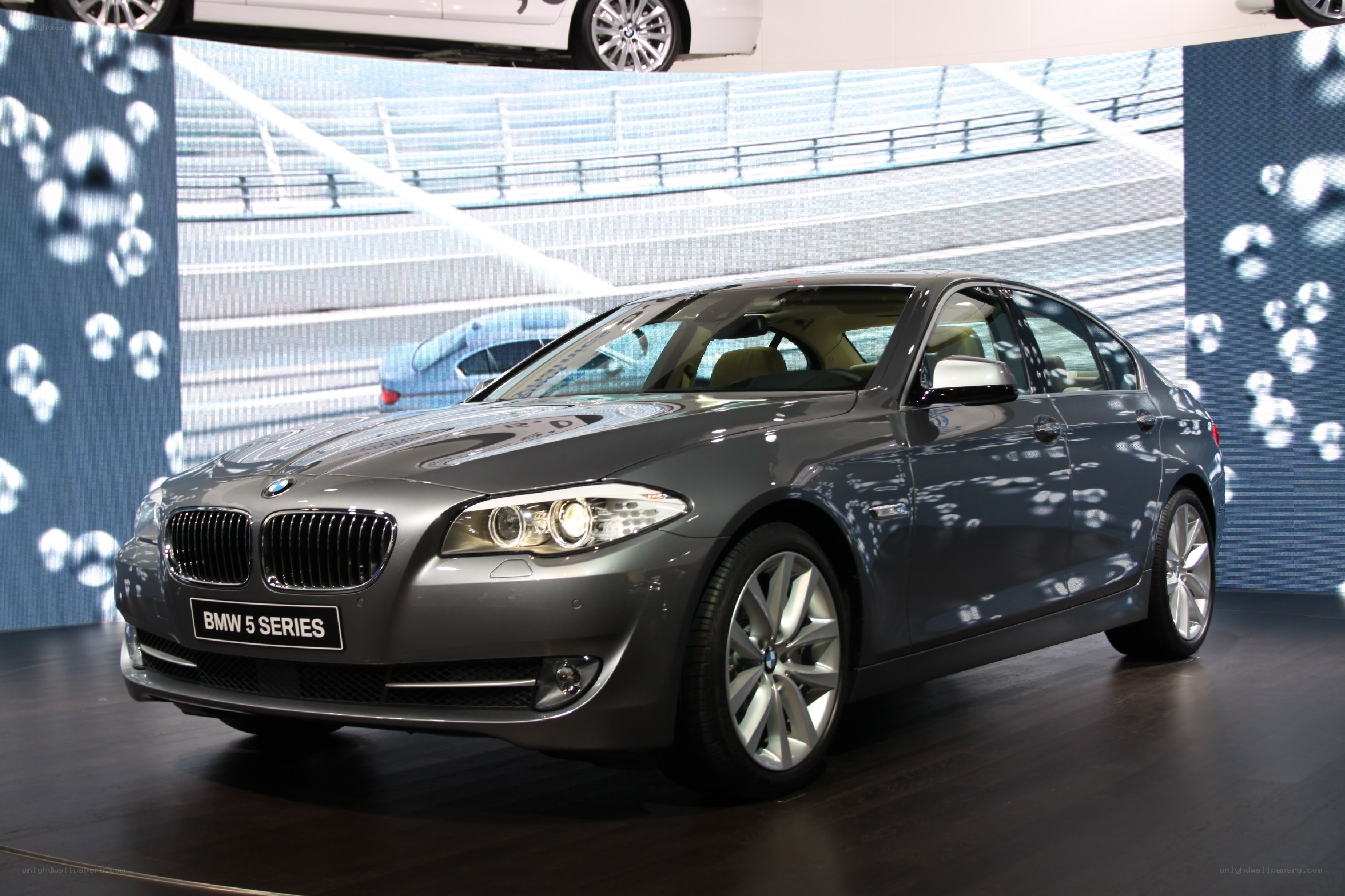 BMW 5 Series sedan on display