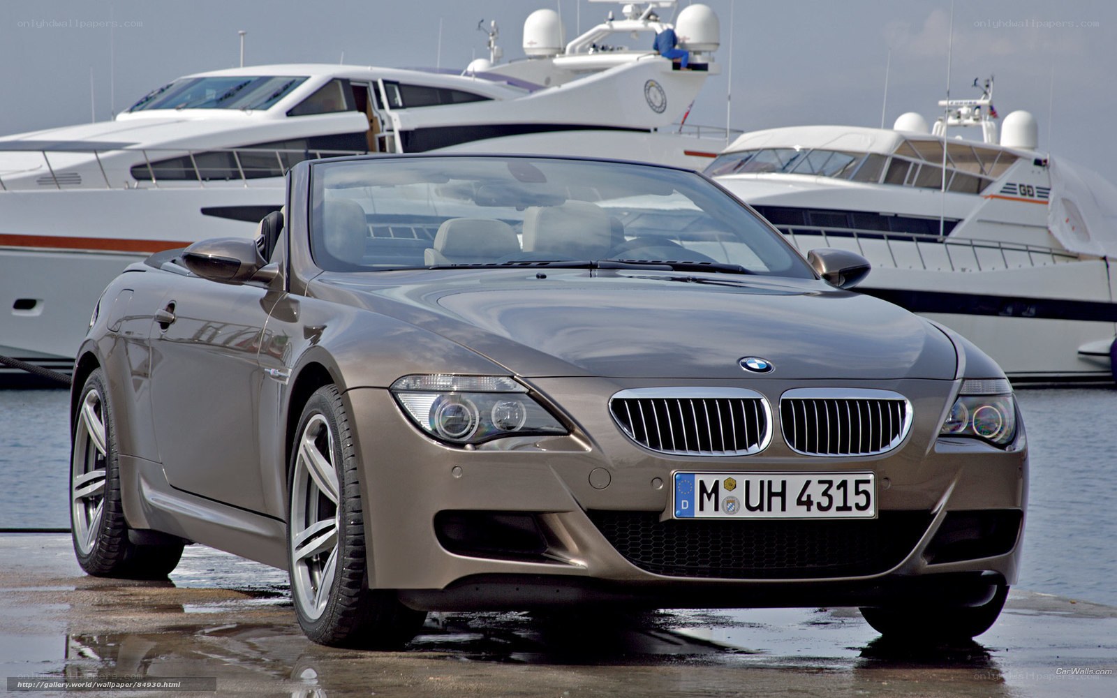 BMW 6 Series convertible at marina