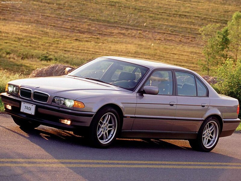 BMW 740i on a country road