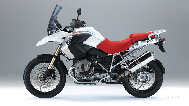 BMW Adventure Motorcycle — White, Neutral, Photograph