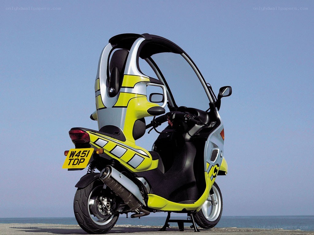 BMW C1 scooter on beach