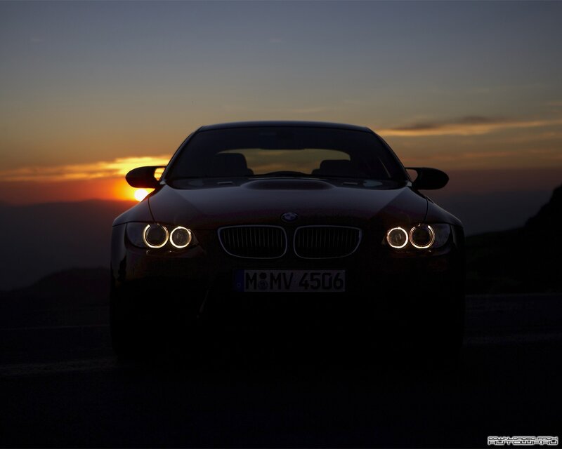 BMW car at sunset
