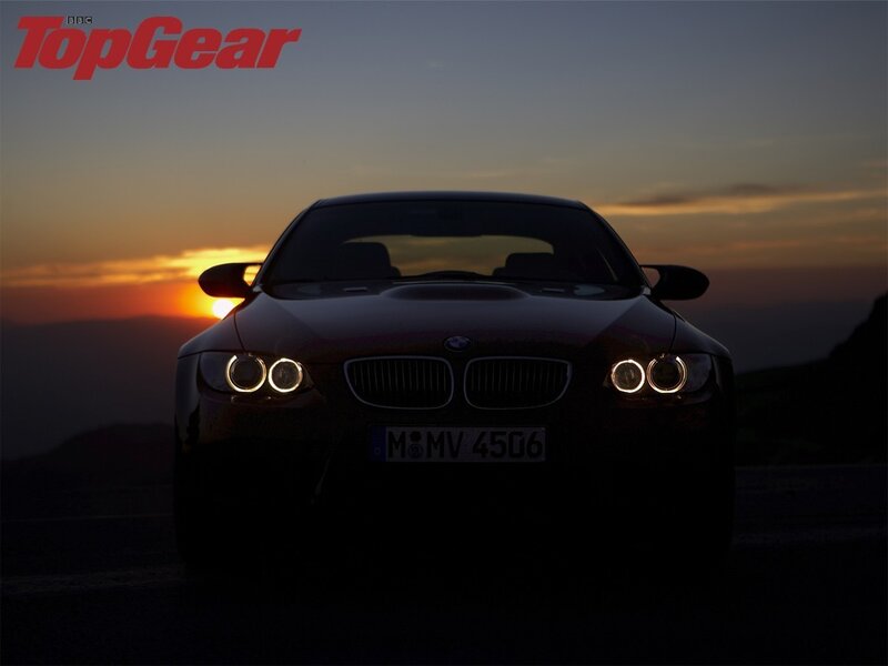 BMW car at sunset