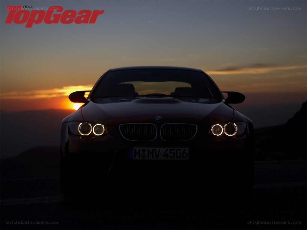 BMW car at sunset