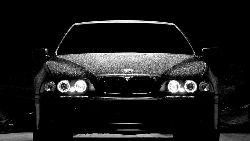 BMW Car Front View — Black, Dramatic, Night