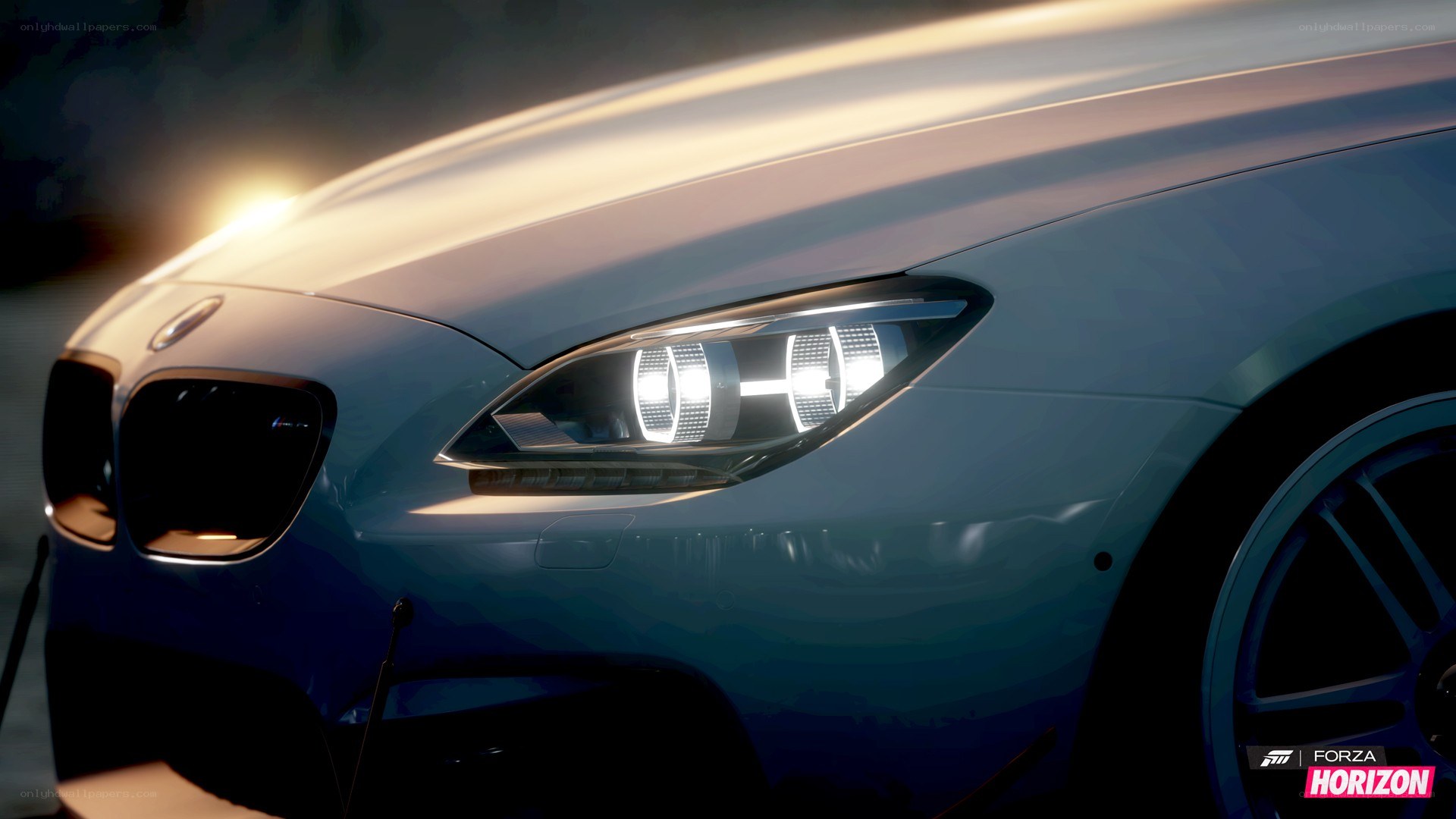 BMW car headlight close-up