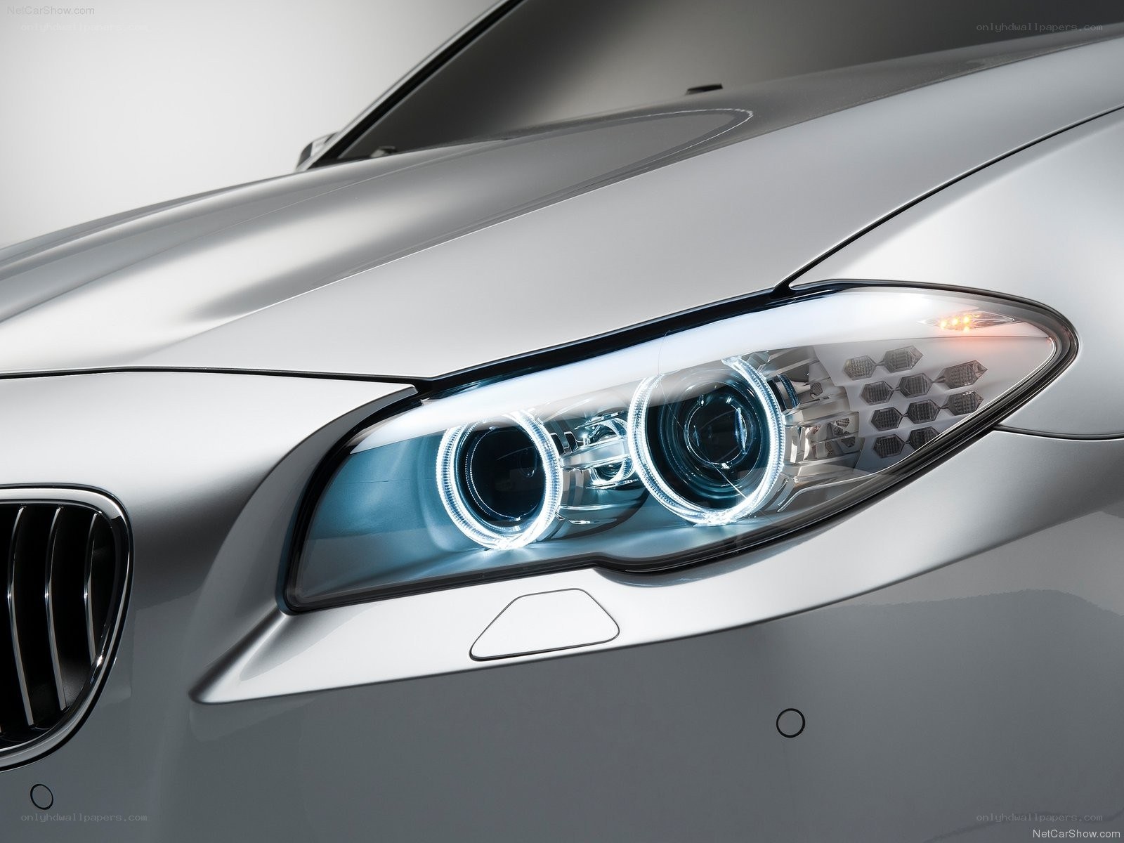 BMW car headlight close-up