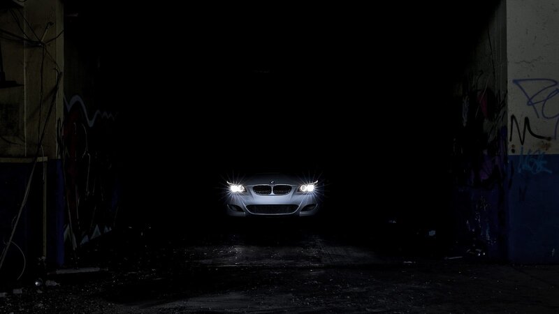 BMW car in dark alley