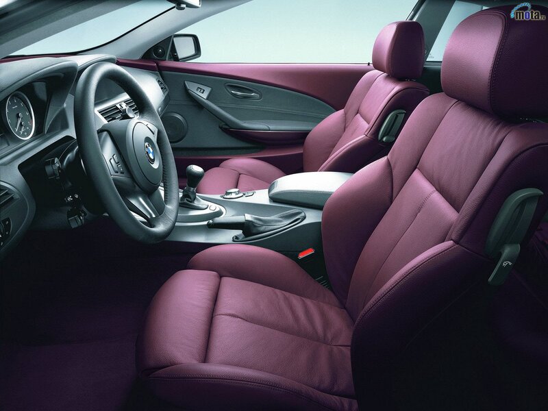 BMW car interior with purple seats