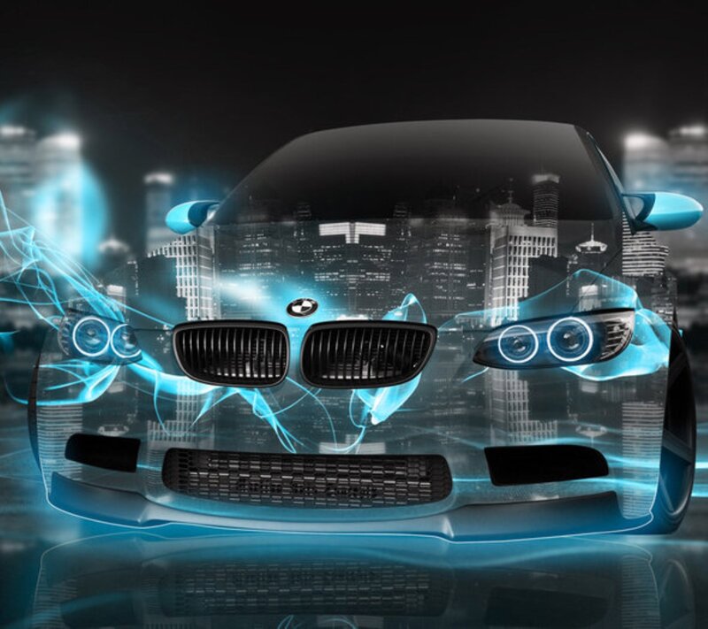 BMW Car with City Reflection