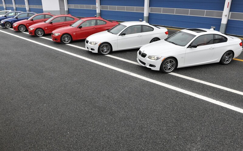 BMW cars in a row