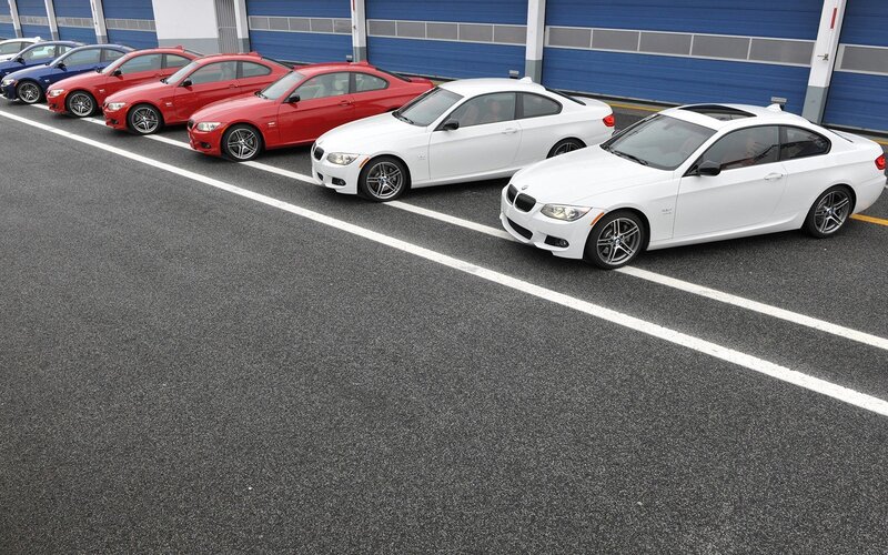 BMW Cars in a Row — White, Neutral