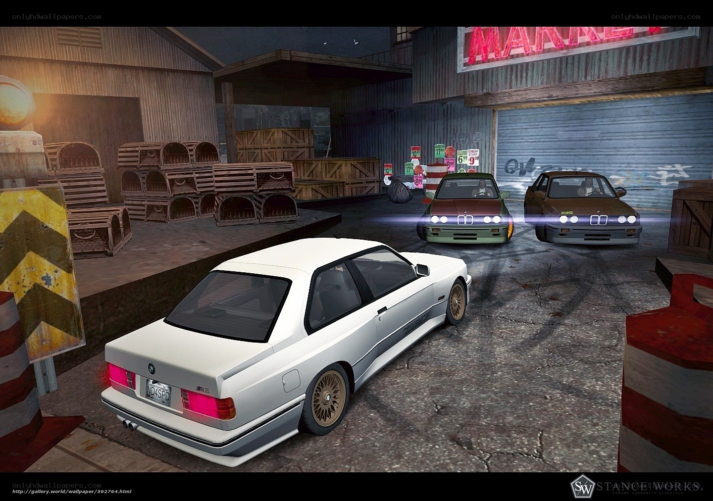 BMW cars in a warehouse