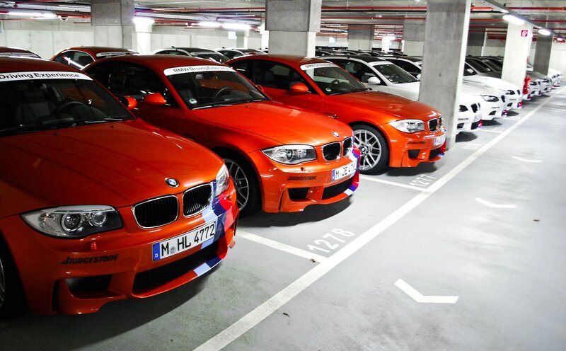 BMW cars in parking garage