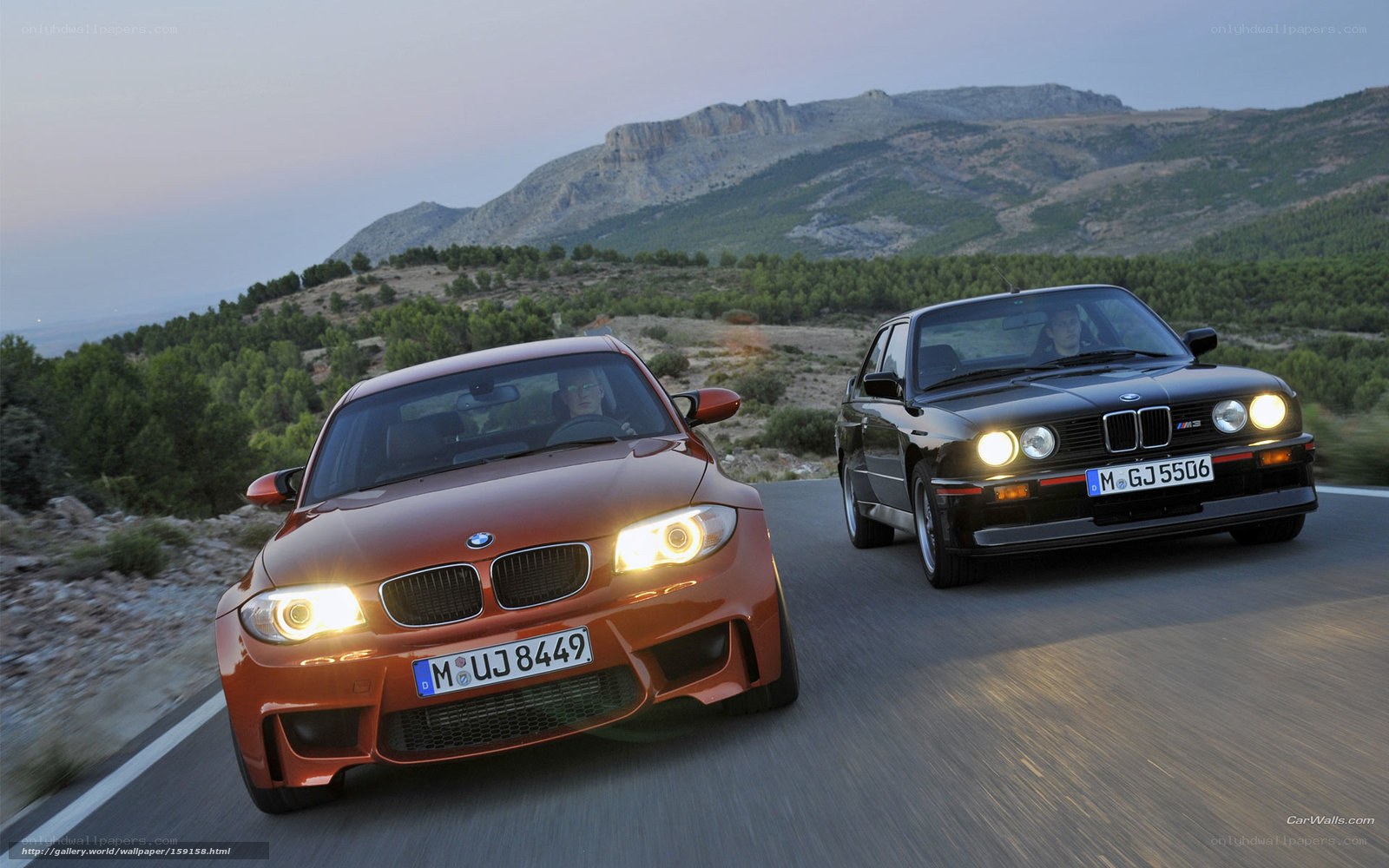 BMW cars on mountain road