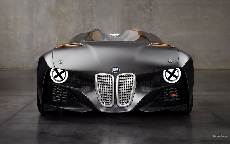 BMW Concept Car — Black, Dramatic, Photograph, Carbon Fiber, Grille, Headlights, Gray