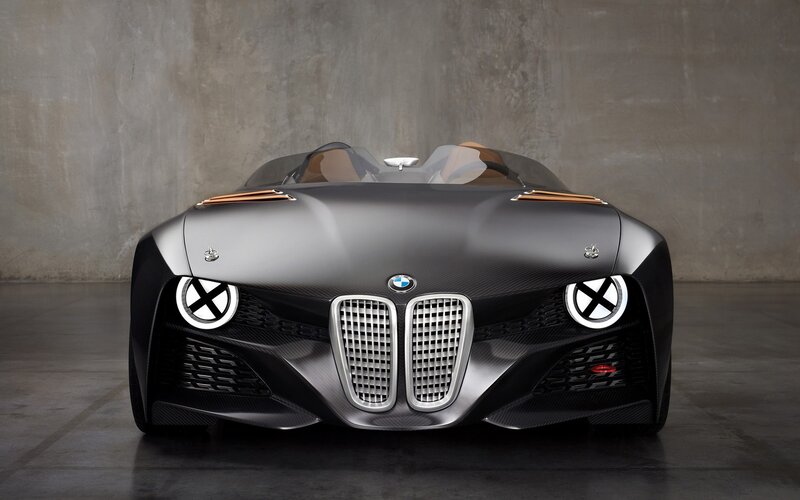 BMW Concept Car — Black, Dramatic, Photograph, Carbon Fiber, Grille, Headlights