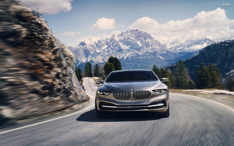 BMW concept car on mountain road