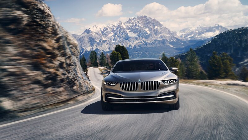 BMW concept car on mountain road