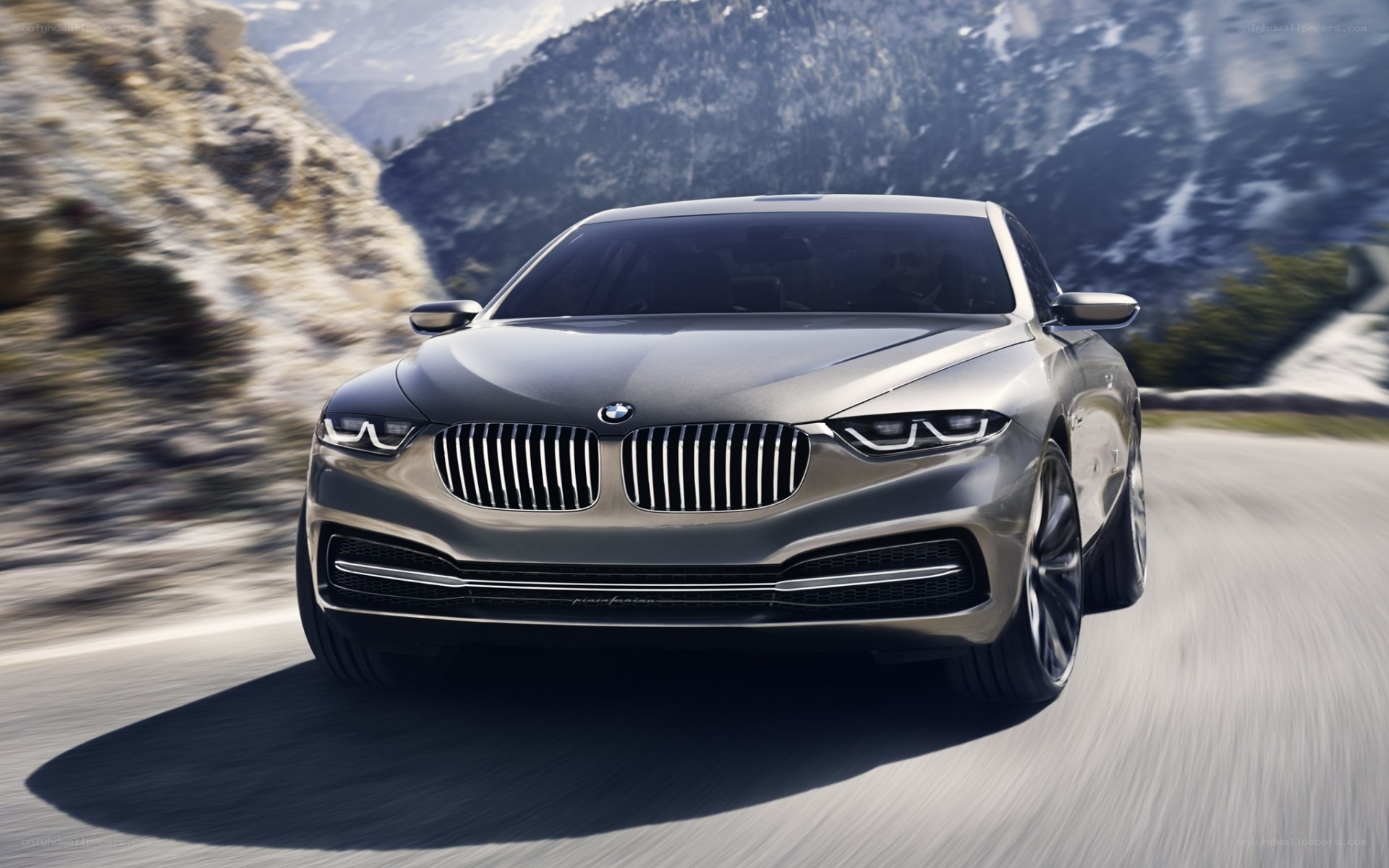 BMW concept car on mountain road