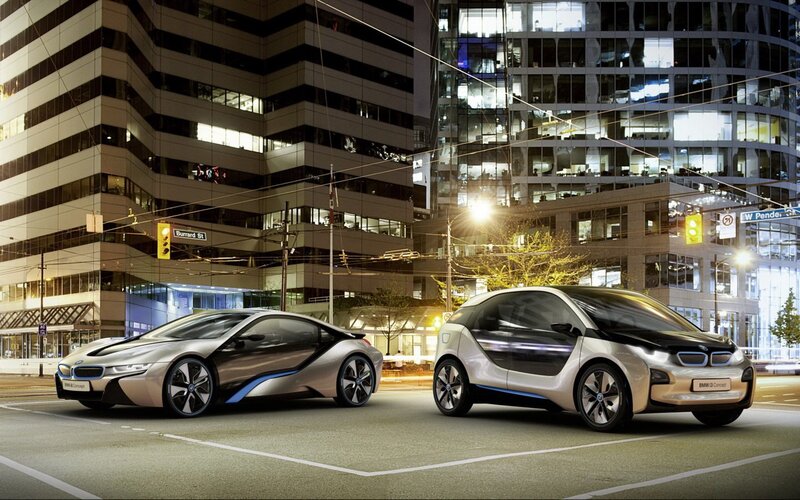 BMW concept cars at night
