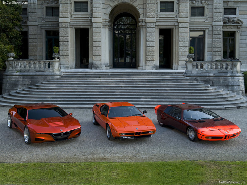 BMW concept cars in front of mansion