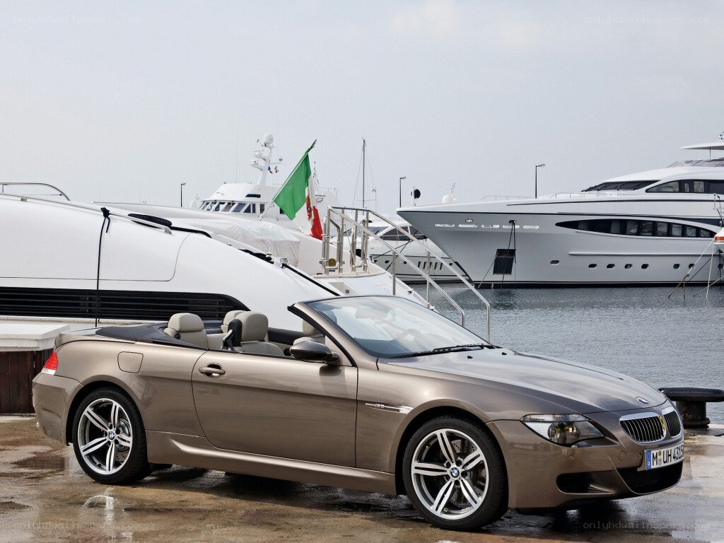 BMW convertible at marina