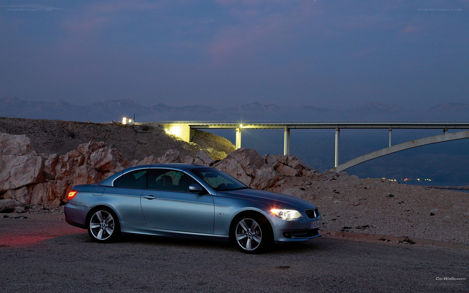 BMW coupe on coastal road