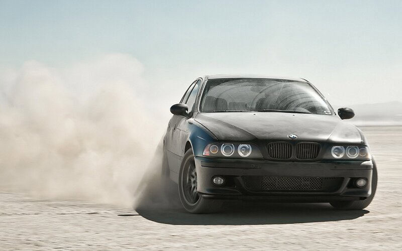 BMW drifting in desert