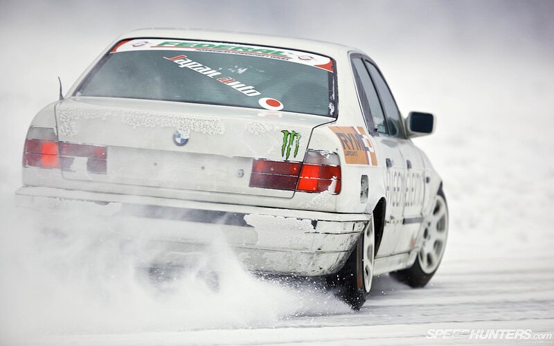 BMW drifting in snow