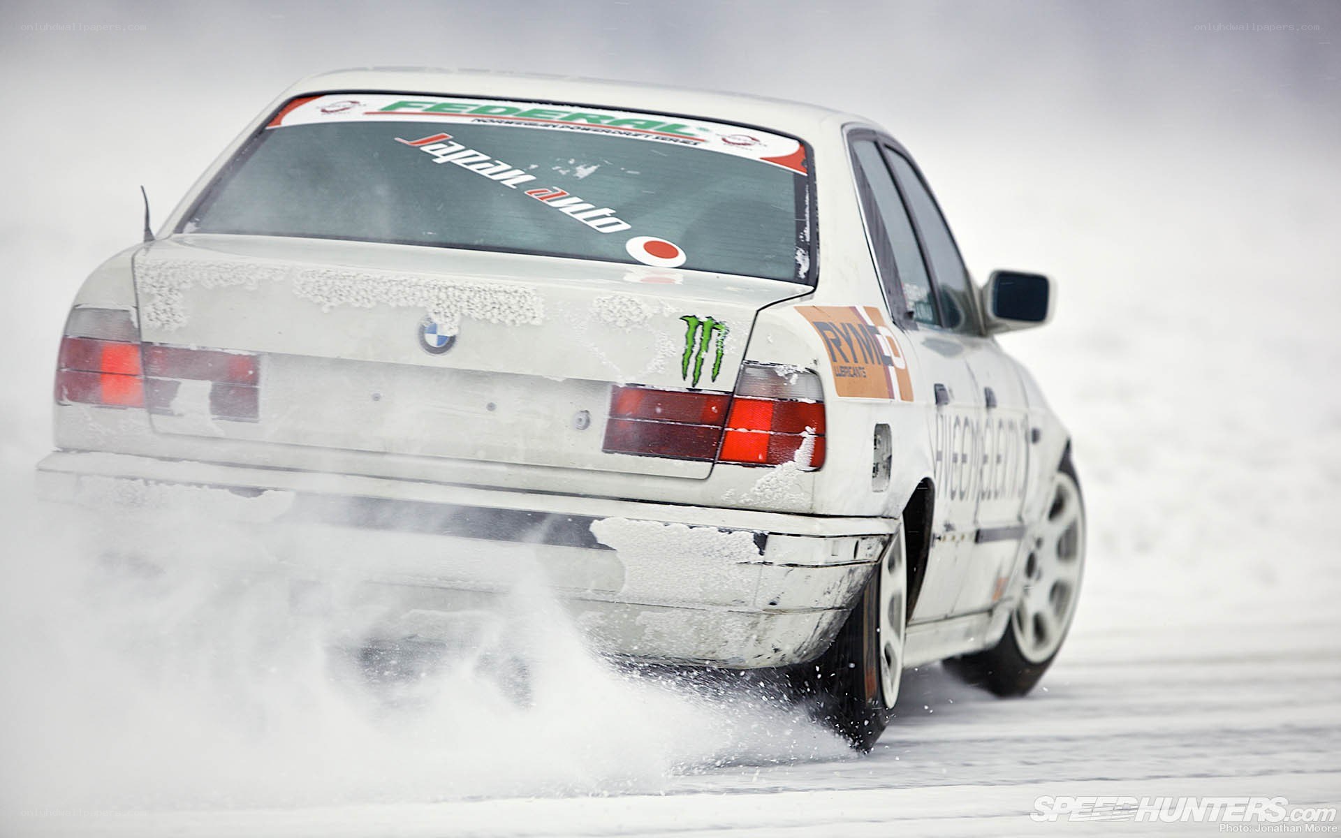 BMW drifting in snow
