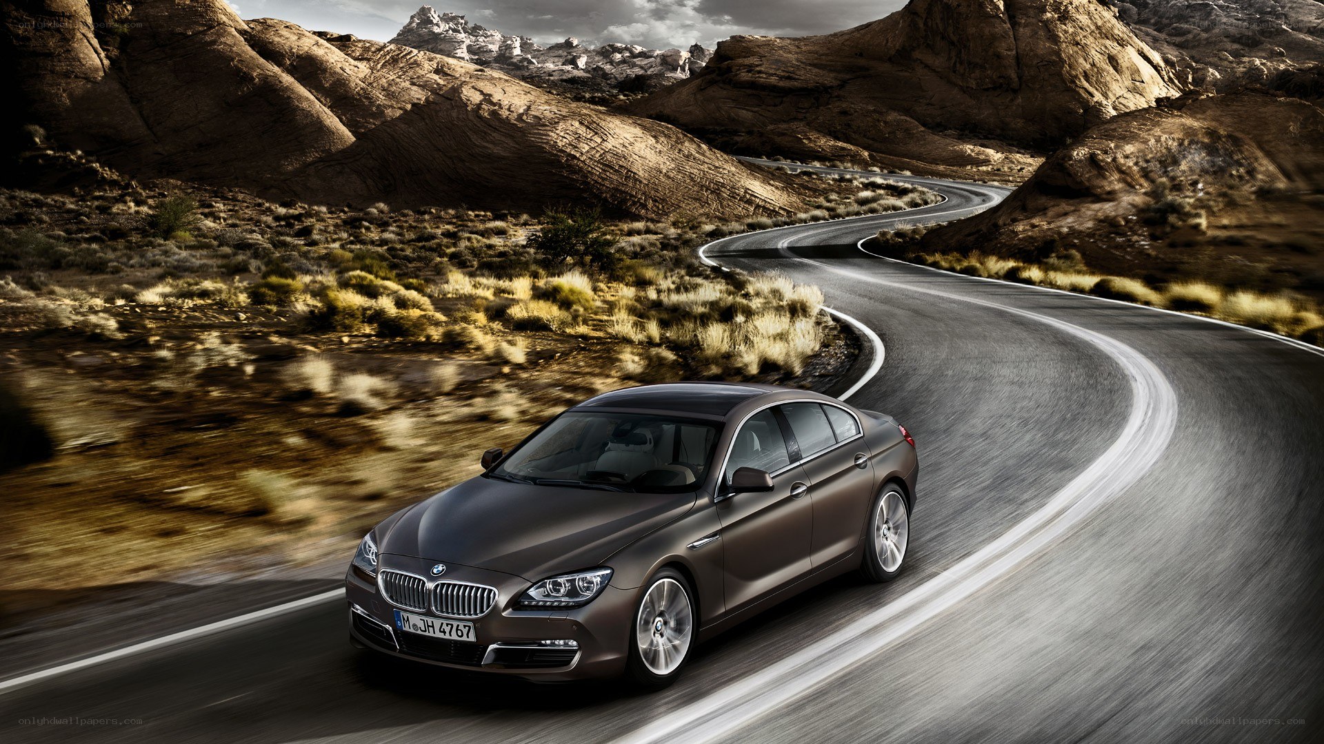 BMW driving on winding road