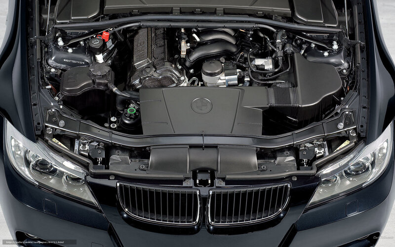 BMW Engine Bay — Black, Technical, Photograph, Grille