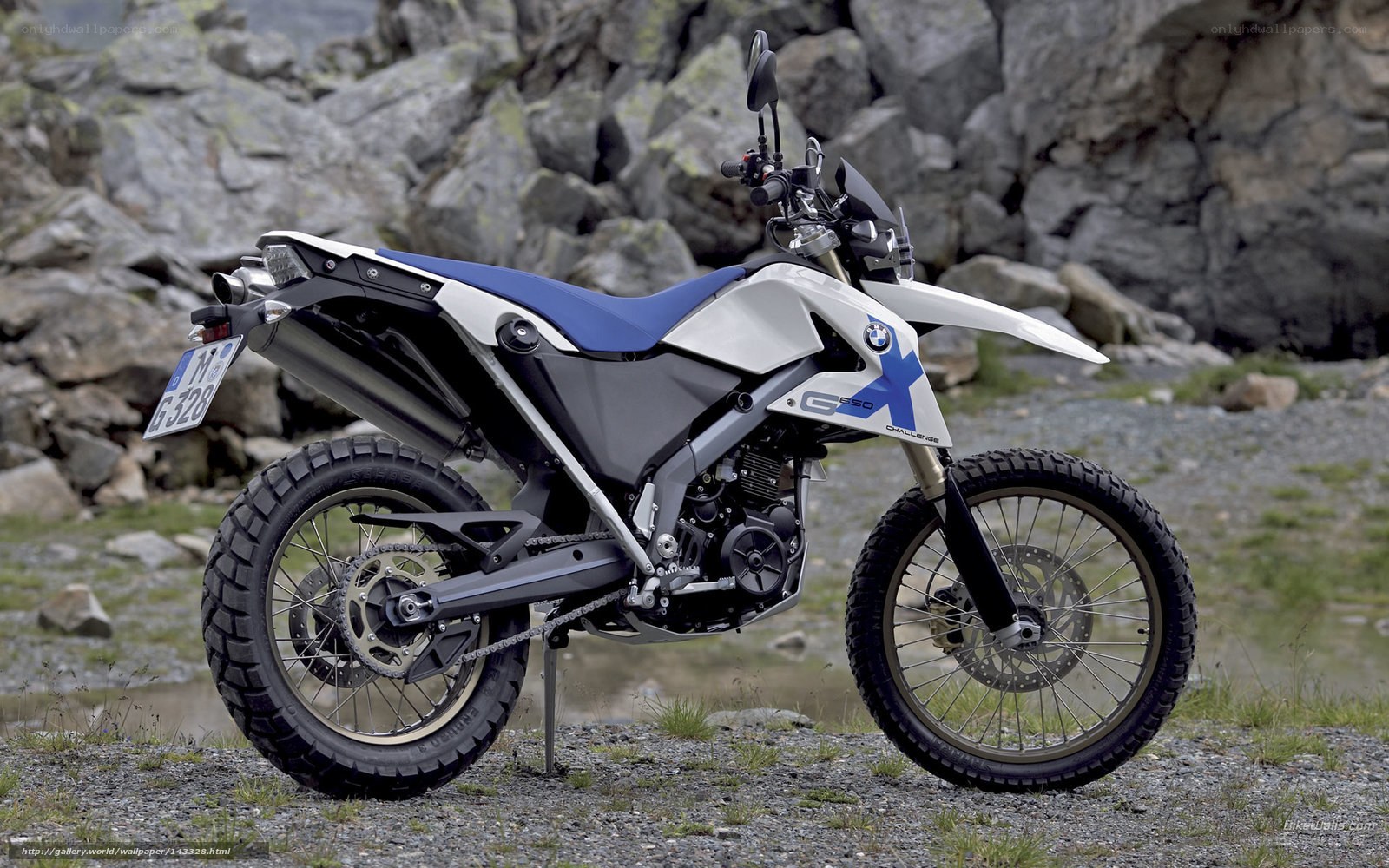 BMW G650 motorcycle in mountains