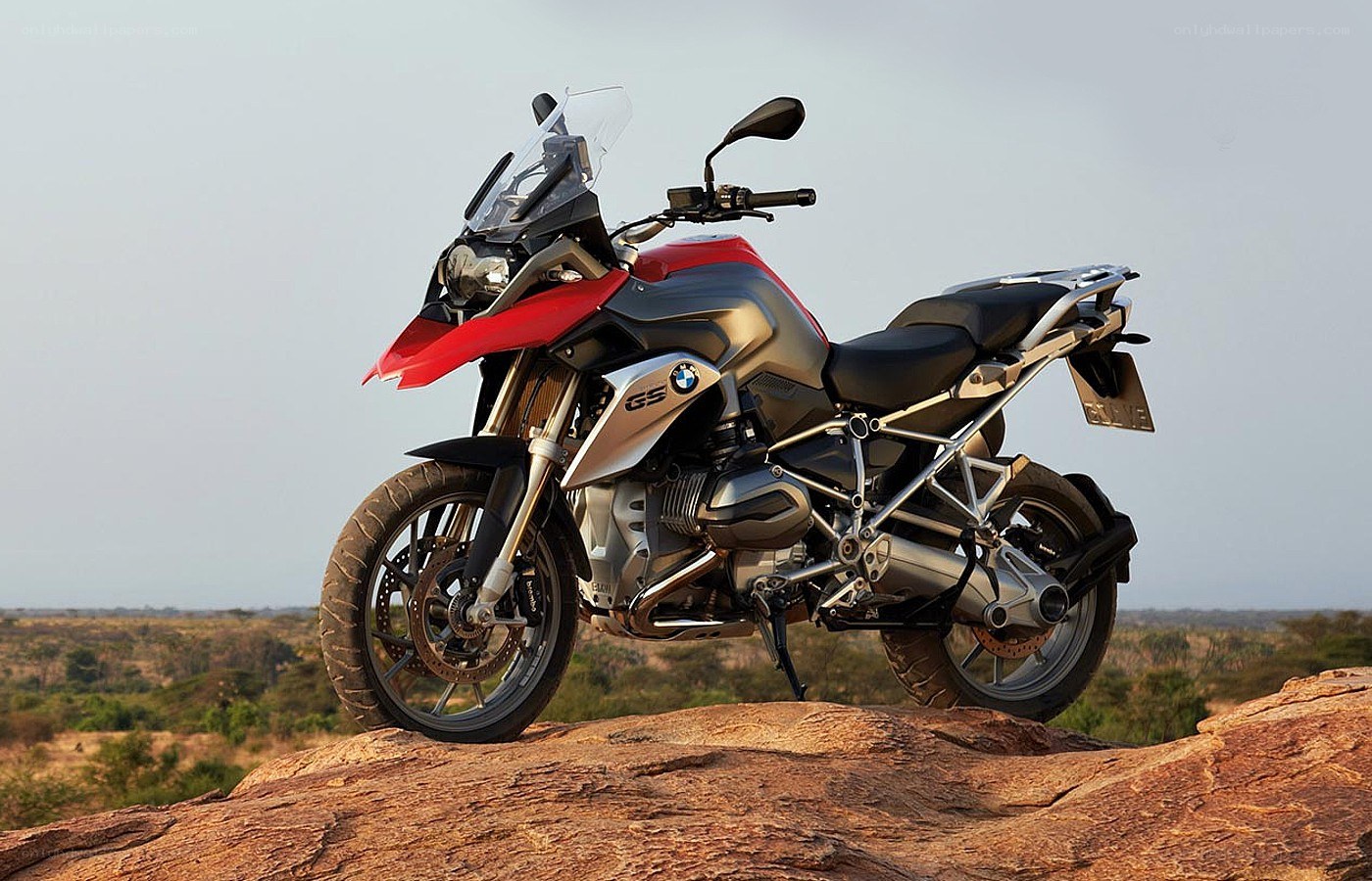 BMW GS motorcycle on rock