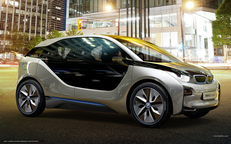 BMW I3 Concept Car — Silver, Dramatic, Night