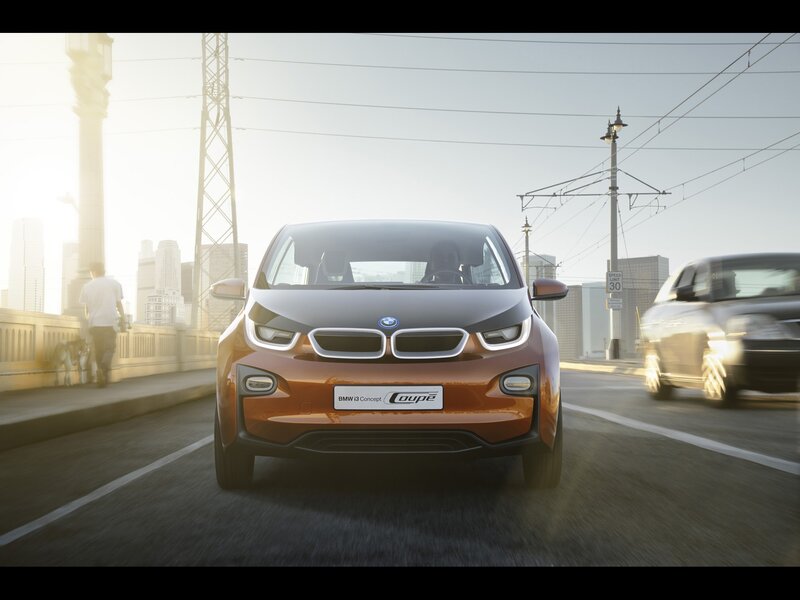BMW i3 Concept Coupe on a city bridge