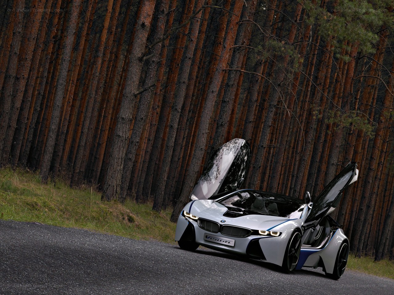 BMW i8 Concept car in forest